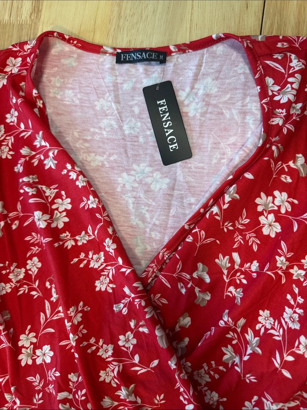 TINSACE Red Floral Wrap Dress
